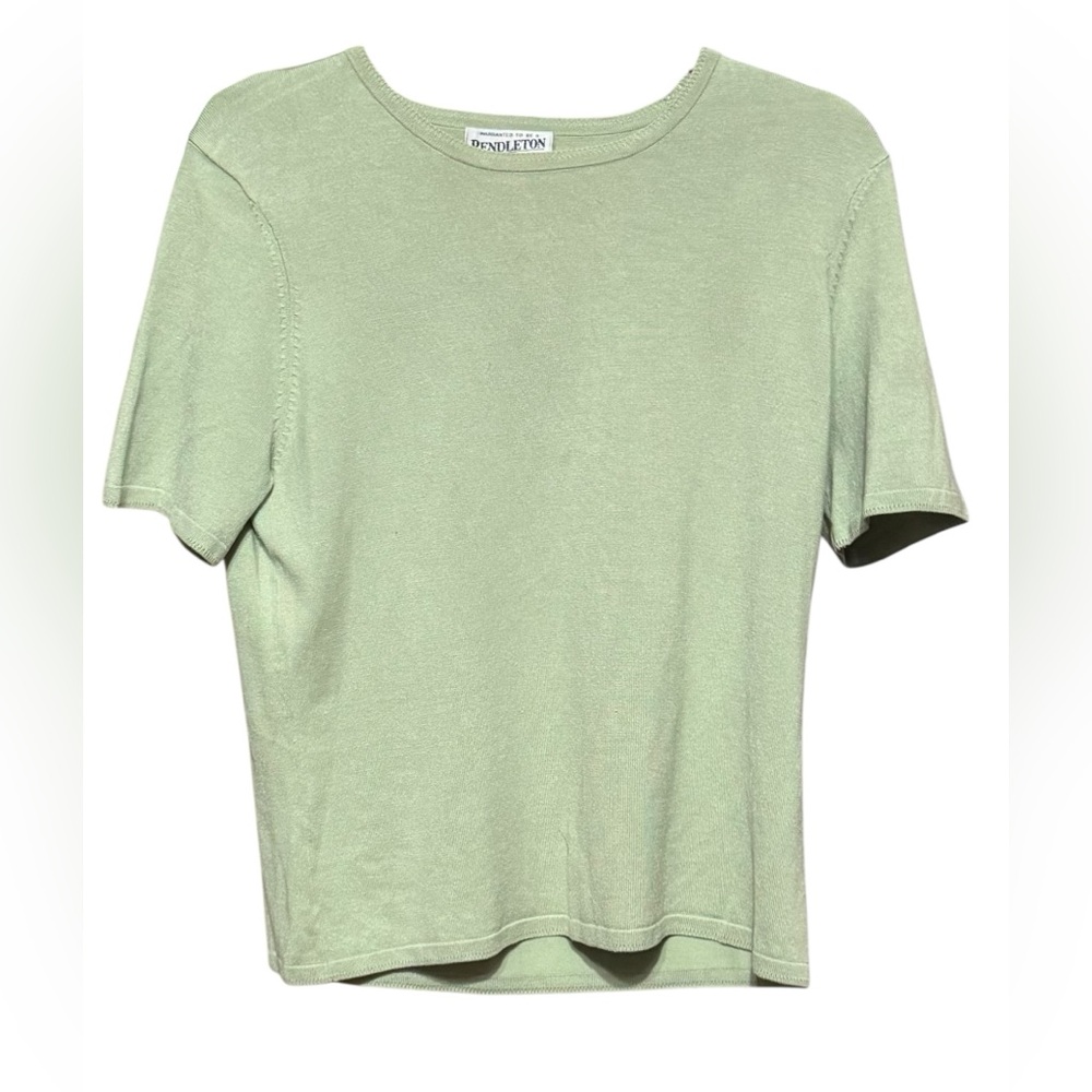 Pendleton Mint Green Silk Blend Minimalist Cottagecore Womens Top Grannycore M